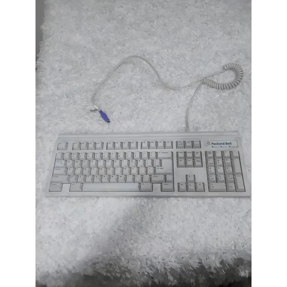 Vintage Packard Bell Model 5130 Mechanical Keyboard Clicky 90s PS/2 Wired White